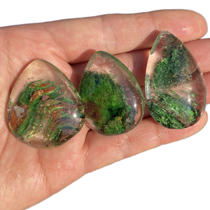 Commercio all'ingrosso raro naturale grazioso verde fantasma fantasma di quarzo goccia d'acqua ciondolo di cristallo - Product Image 2