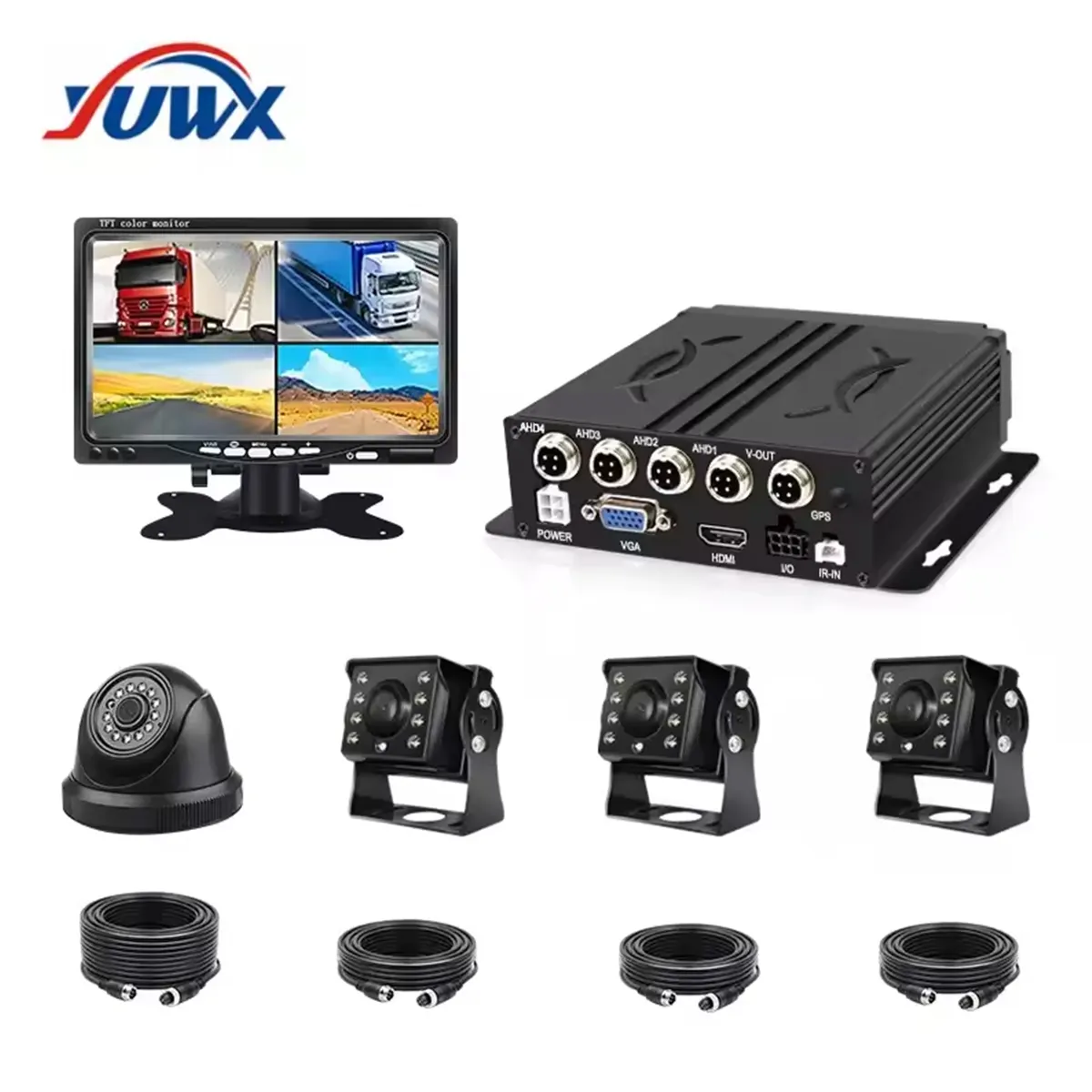 Sistema de câmera de caminhão duplo MDVR Full HD 1080P 4 canais SDD Gravador de vídeo local 256G Armazenamento 1080P Personalização da câmera