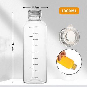 Bouteilles d'eau transparentes modernes avec couvercles, 17 oz, en verre, pour jus, bureau, salles de sport, cafés, promotion des salles de sport - Product Image 3
