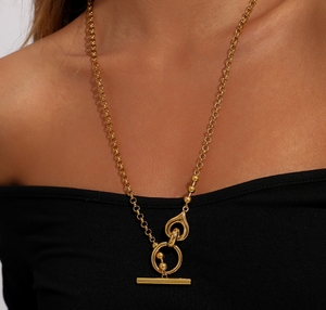 Collares de cadena con cierre en T de moda europea y americana al por mayor, delicados collares largos para suéter, ambiente otoño-invierno - Product Image 1