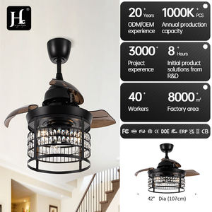 Quiet 42-Inch LED Ceiling <b>Fan</b> with <b>Lights</b> Ceiling Fandelier Bedroom DC Motor Metal Body Indoor Led Ceiling <b>Fans</b> - Product Image 6