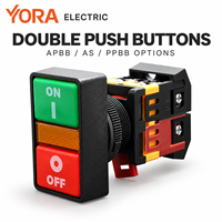 Interrupteurs de commande YORA ELECTRIC KA0-5M KA0-5H avec boutons verts et rouges, disponibles en versions plates et profondes