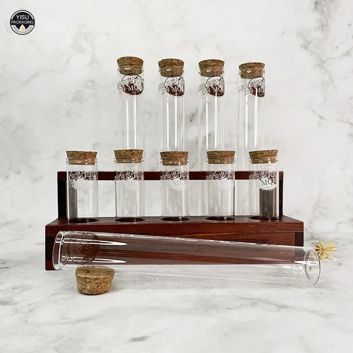 Wholesale Empty Clear glass tube with cork   glass bottle with wooden cork 18ml   30ml  40ml  50ml  60ml