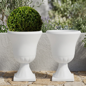 Grands pots de fleurs en plastique durables, design romain, finition imitation pierre, avec trou de drainage, pour jardin et centre commercial - Product Image 3
