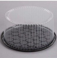 Boîte à gâteau ronde en plastique transparent jetable de haute qualité avec couvercle en dôme, base noire, matériau PET, boîte d'emballage alimentaire
