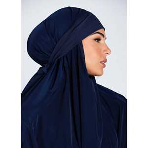 ชุดอาบายาแบบลำลองสองชิ้นสำหรับ jilbab สีน้ำเงินเครื่องแต่งกายสวดมนต์สีกรมท่าแบบมีระบายสำหรับฤดูร้อนฤดูหนาวไซส์เดียวเหมาะกับทุกคน - Product Image 1