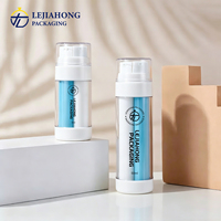 Flacon Pompe Airless Transparent à Double Tube avec Couvercle, Logo Estampé à Chaud, Emballage Lotion Bicolore, Couleur Personnalisée