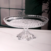 Plateau à fruits rond transparent en verre cristallin personnalisé avec base pour fêtes et événements