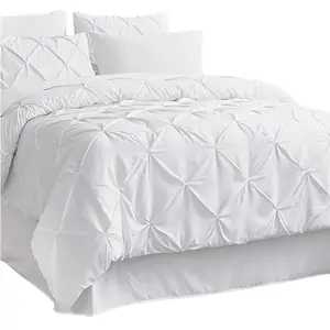 Bedsure Nữ Hoàng Quilt Set-Giường trong một túi vừa 3 mảnh thiết lập, bộ đồ giường xếp li tốt, bộ đồ giường màu cam bị cháy