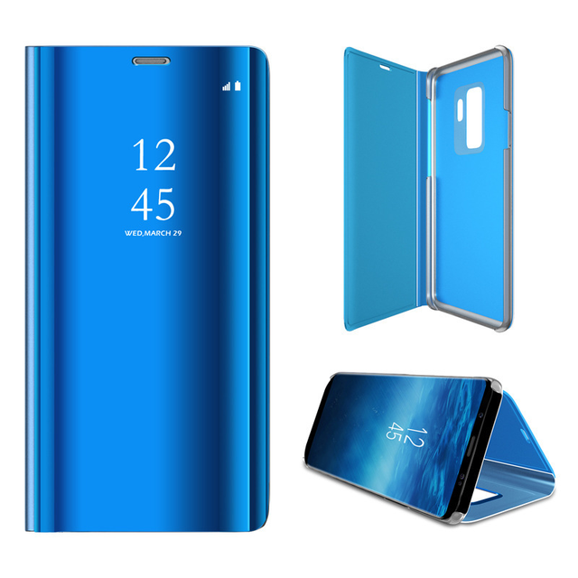 Smart Leather Back Cover Stand Mirror Flip Case for Samsung Galaxy S24 FE S23 Ultra S22 Note 20