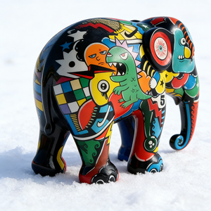 Sculpture d'éléphant peinte à la main, figurine d'art en résine pour <span class=keywords><strong>salon</strong></span> moderne - Product Image 5