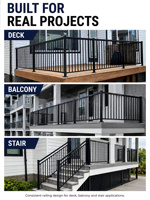 Kit de balustrade moderne en aluminium noir pour terrasse extérieure, porche, balcon, escalier, système de garde-corps résidentiel et commercial