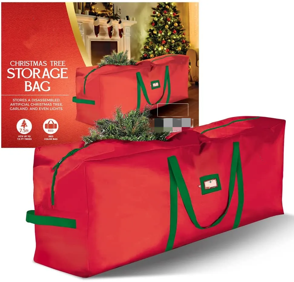 Waterproof Heavy Duty Christmas Tree Storage Bag with CARD SLOT and Durable Reinforced Handles Protects from Moisture Dust