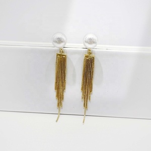 wholesale plata 925 sterling <b>silver</b> party tassel western <b>earring</b> fashion elegant vintage exaggerate bridal <b>pearl</b> long <b>earrings</b> - Product Image 3