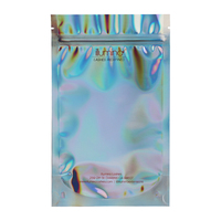 Sacs refermables personnalisés en Mylar holographique doré mat avec fermeture éclair, emballages en aluminium pour aliments