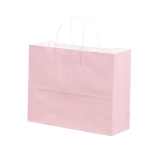 HDPK Wholesale Large Pink Kraft Paper Bags custom gift bags