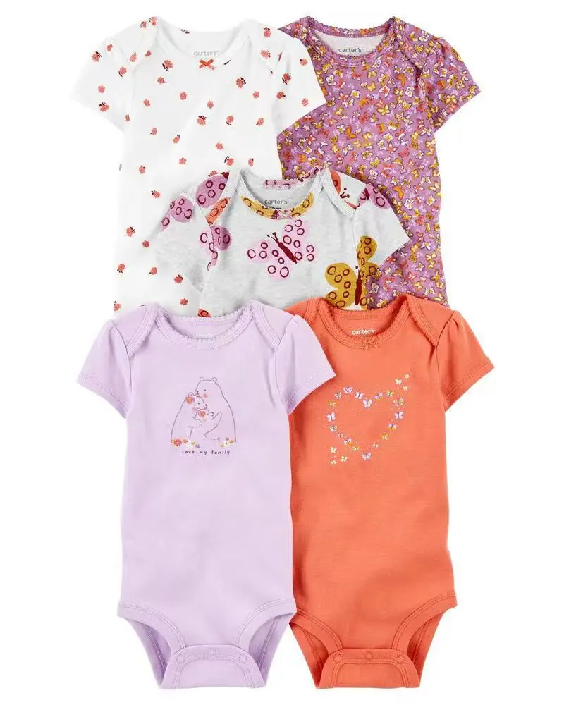 Nieuw Design Kinderkleding Jumpsuits Bodysuits 5 Pack Romper Set Baby Girl Kleding 6-12 Maanden