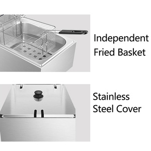 Nhà Bếp Thương Mại Sâu Chip Snack Nồi Chiên 6 + 6L Nồi Chiên Điện Với Đôi Nồi Chiên Pan - Product Image 2