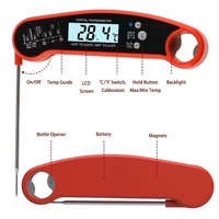 Thermomètre alimentaire pliable, étanche, rétroéclairé, haute qualité, lecture instantanée et précise, thermomètre à viande pour barbecue, OEM ODM