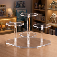 Support d'affichage pour figurines en acrylique transparent sur mesure à 4 niveaux avec plateformes hexagonales et base octogonale pour articles de collection en gros