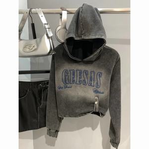 2025American Vintage Gradient Hooded Sweatshirt <b>for</b> Spring and Autumn <b>Women</b>, , Retro Trendy Brand Spicy Girl Slim Fit Top - Product Image 3