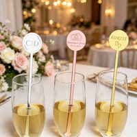 Agitateurs à boisson personnalisés en acrylique gravés au laser pour mariage, anniversaire, décoration