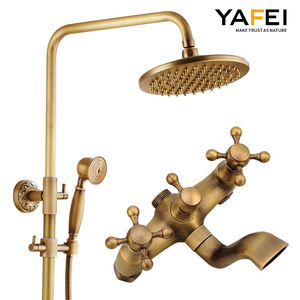 Ensemble de <span class=keywords><strong>douche</strong></span> de luxe <span class=keywords><strong>en</strong></span> laiton de style europé<span class=keywords><strong>en</strong></span> doré avec robinetterie vintage élévatrice eau froide et chaude et douchette pour <span class=keywords><strong>baignoire</strong></span> - Product Image 6