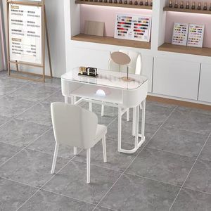 Table de manucure blanche moderne, poste de travail de salon, bureau de beauté avec station de pédicure pour studio de manucure - Product Image 1