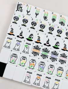 Jeu de Mahjong Américain Personnalisé avec Motif de Sorcière et de Foyer d'Halloween, 160 Tuiles, Tuiles de Mahjong en Plastique Écologique de Luxe et Durables - Product Image 3