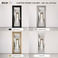 Porte battante en verre et aluminium minimaliste GELLJA, étanche, insonorisée, avec option verre dépoli, certifiée CE, pour salle de bain, bureau, hôtel