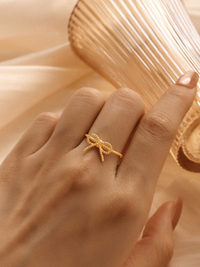 Hermosos Anillos con Lazo para Uso Diario, Chapados en Oro de 18k, Anillos Giratorios de Plata Esterlina 925 - Product Image 2