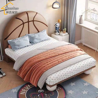 Meistverkauftes Modernes Basketball-Themen Kinderbett mit Stoff-Leder-Bezug in Muschelform, Weichem Design und Runden Beinen