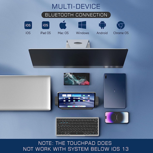 คีย์บอร์ดไร้สายบลูทูธแบบพับได้บางเฉียบ พร้อมแทร็คแพดในตัว - Product Image 6