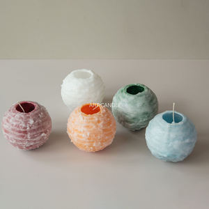 2025 Nieuwe Trend Ronde Spirale Kaarsbal Decoratief Uniek Afgezakte Randen Smeltende Sneeuwbal Licht Spirale Brandende Kaarsenbal - Product Image 2