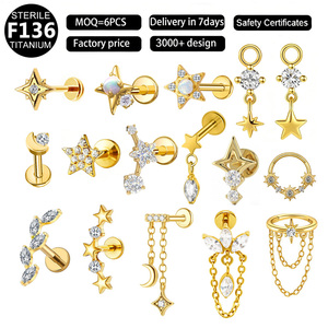 Joyería Gaby, Titanio de Grado Implante ASTM F136, Piercing de Titanio para Daith, Helix, Lóbulo, <span class=keywords><strong>Tragus</strong></span>, Cartílago - Product Image 1
