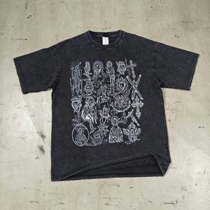 T-shirt graphique personnalisé pour homme, imprimé vintage gothique, coton épais, coupe oversize, style Y2K grunge streetwear, vente en gros - Product Image 1