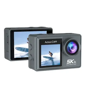 Su geçirmez çift ekran 5K çözünürlük yüksek kaliteli Vlog Video eylem ve spor kamera kameralar için videografi ve fotoğraf 5k