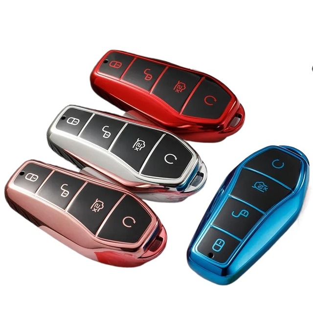 For BYD Qin Plusdmi Atto 3 Han EV Dolphin New Soft TPU Car Key Case 4 Buttons Remote Control Protect Cover Durable Accessories