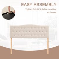 Headboard Kulit Berumbai Modern F&J Home dengan Kaki Kayu Solid, Tinggi Dapat Disesuaikan 37-51, Warna Beige, Buatan Cina, Model LRF02SA0012