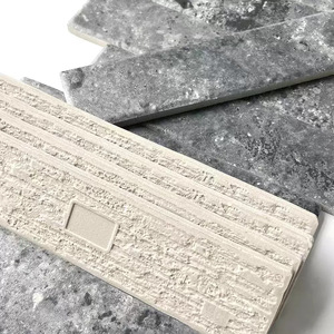 Carreaux muraux pleine porcelaine mats, longs et faits à la main, 60x250, effet dégradé vintage pierre calcaire pour restaurant, gîte, bar, fond de décoration - Product Image 3