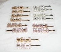 Épingles à cheveux personnalisées avec paillettes et strass dorés, lettres capitales, pour filles et femmes, vente en gros