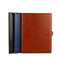A4 suministros de oficina de negocios azul marino PU cuero personalizado Logo documento archivo anillo carpeta Padfolio cartera carpeta con Bloc de notas
