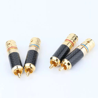 Offre Spéciale RCA mâle connecteur prise Jack câble adaptateur connecteur noir Fiber de carbone or trois cercle Type Audio 9mm