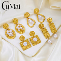CUMAI – Nouvelle pendentif rond en acier inoxydable plaqué or 18 carats avec perle pour femme, idéal pour les fêtes, le quotidien, la plage, accessoires de bijoux vintage