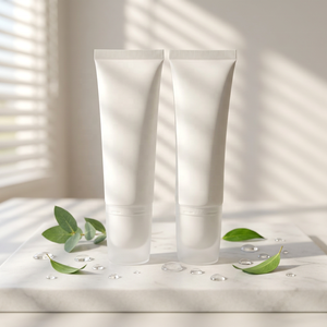 Tube ovale en plastique blanc cosmétique 20 ml avec applicateur fonctionnel, bouchon à vis, finition mate, matériau PP pour emballage de soins de la peau et de massage - Product Image 6