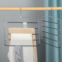D6021 Multifunktionaler Fünfschichtiger Rechteckiger Kleiderschrank-Organizer Metall-Hosenständer Kunststoffbeschichteter Kleiderbügel