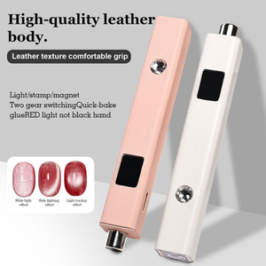 Nouvelle Lampe UV LED Rechargeable 2-en-1 Élégante en Cuir PU, Lampe à Gel Portable Double Usage avec Outil Magnétique et Strass - Product Image 5