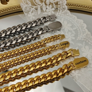 Cadenas Cubanas Estilo Miami Hip Hop Al Por Mayor Chapadas en Oro PVD de 14K, 18K y <span class=keywords><strong>24K</strong></span>, Collar de Acero Inoxidable, Joyería para Hombre - Product Image 2