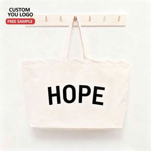 Custom Printed Logo Recyclable Canvas Beach <b>Tote</b> Boat <b>Bag</b> with <b>Zipper</b> Closure 10-15KG Capacity Oversized Shopping <b>Bag</b> - Product Image 1