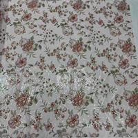 Tissu en maille polyester imprimé numérique ZSY avec broderie de sequins, motifs floraux, tissu de dentelle pour robe de mariée